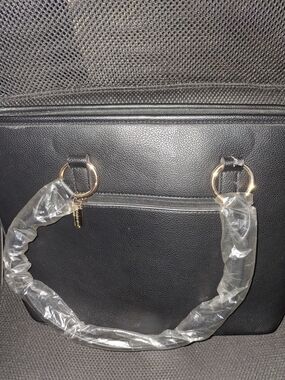 Montana West Black Handbag with Gold Rings